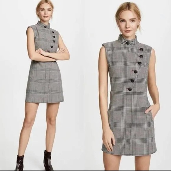 Veronica Beard Dresses & Skirts - Veronica Beard Coco Button Up Houndstooth Mini Dress Size 4